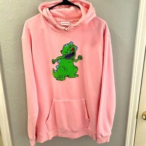 Rugrats Reptar Men's Pink Hoodie-size Medium